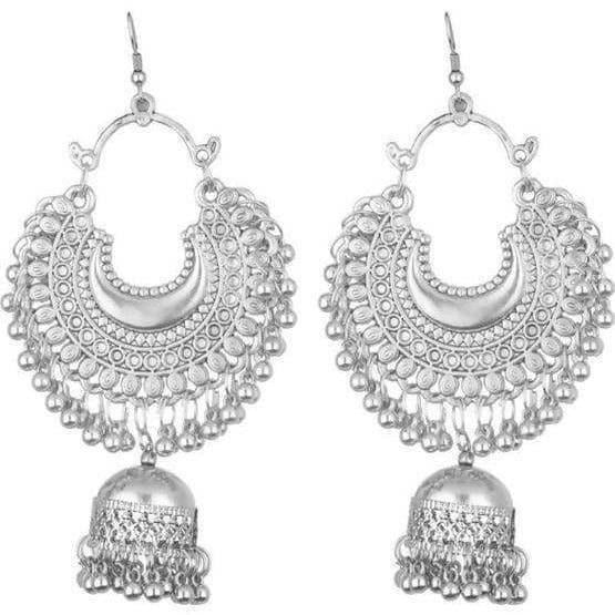 MS Fashion India Stylish And Trendy Silver Oxidized Hanging Jhumka Earrings