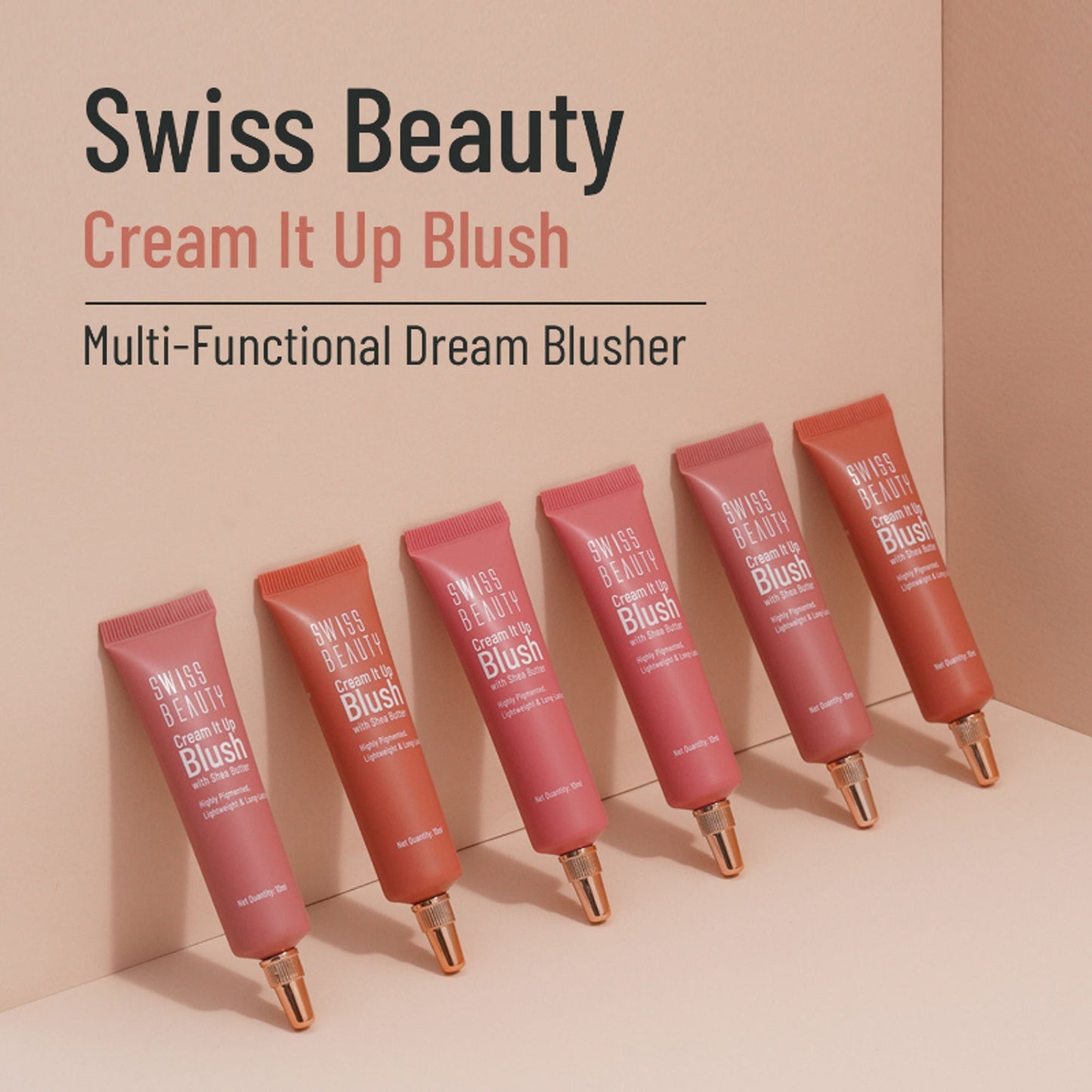 Swiss Beauty Cream It Up Blusher With Shea Butter , Multi-Functional , Matte Finish - 3 Cheeky Peach