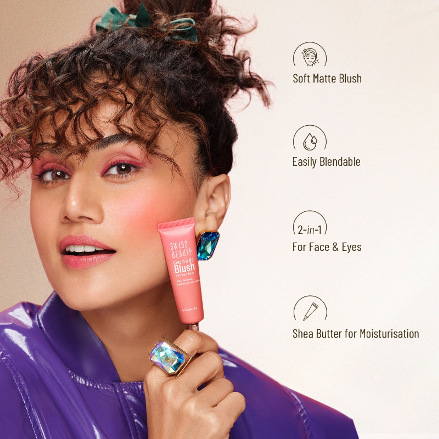 Swiss Beauty Cream It Up Blusher With Shea Butter , Multi-Functional , Matte Finish - 3 Cheeky Peach