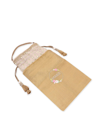 Masq Grey & Gold-Toned Embroidered Potli Clutch