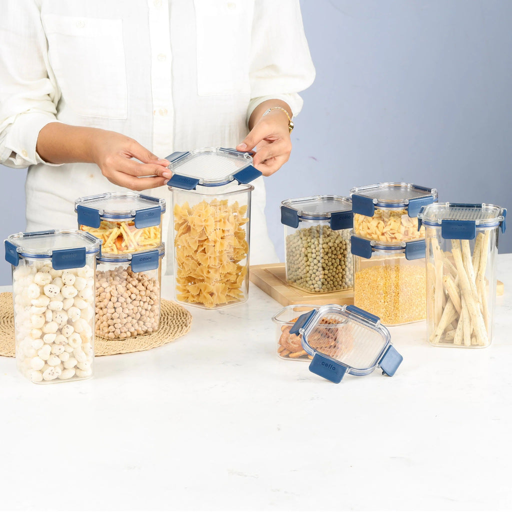 Cello Stack Lock PET Storage Jar Set of 9
