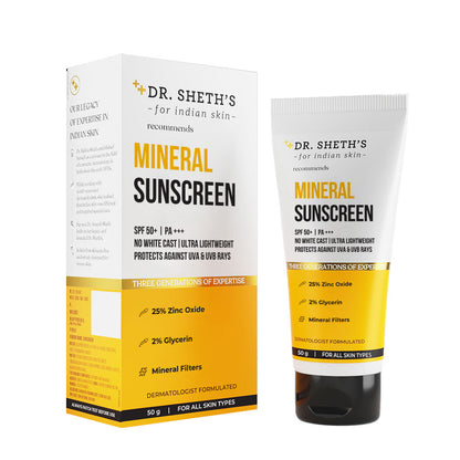 Dr. Sheth's Mineral Sunscreen  SPF 50  PA +++ - 50 gms