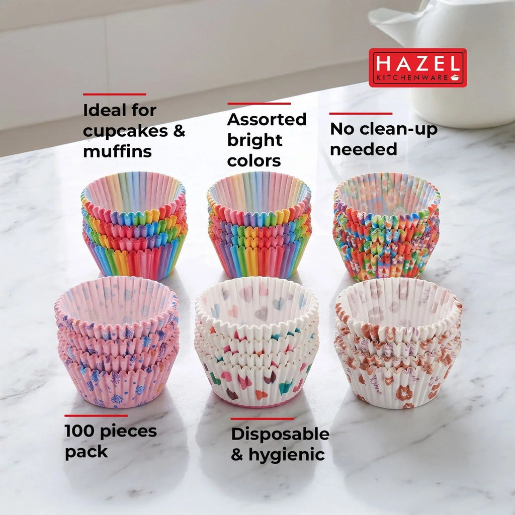 Hazel Paper Cake Muffin Cup Mould Disposable Baking Cups Pack of 100