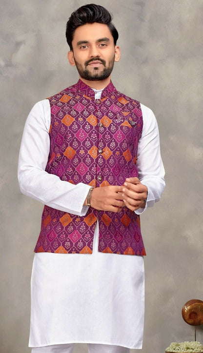 Anaita Purple Cotton Straight Kurta Payjama & Kurta With Jequard Work