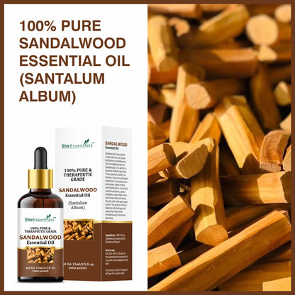 She Essentials Natural Sandalwood Essential Oil For Revitalizes Mind & Soul