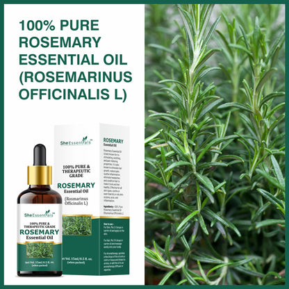 She Essentials Rosemary Essential Oil For Hair Growth & Longer Hair - 100% Pure & Natural