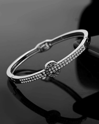 VOJ Silver Plated AD Crystals Studed Bracelet