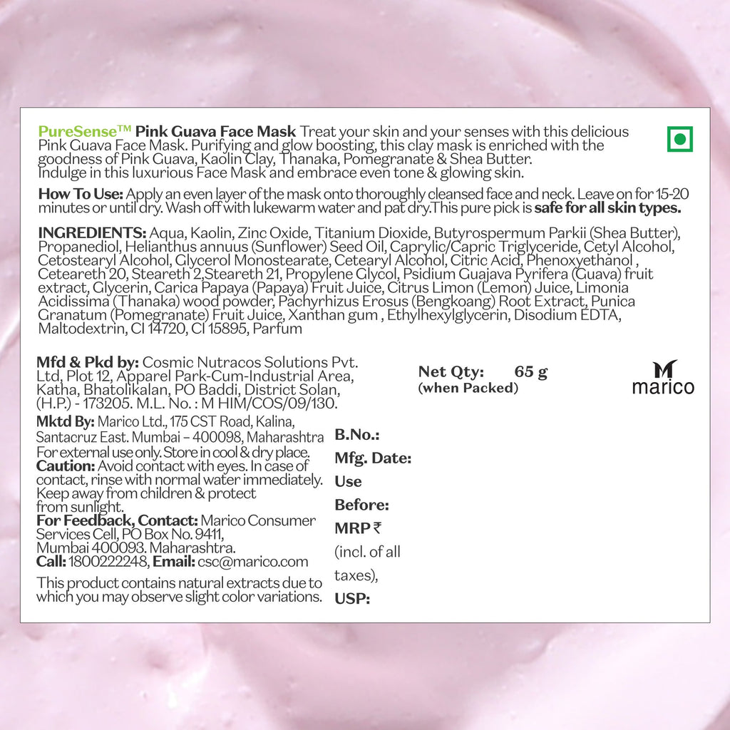 Puresense Pink Guava Face Mask - 65 gms