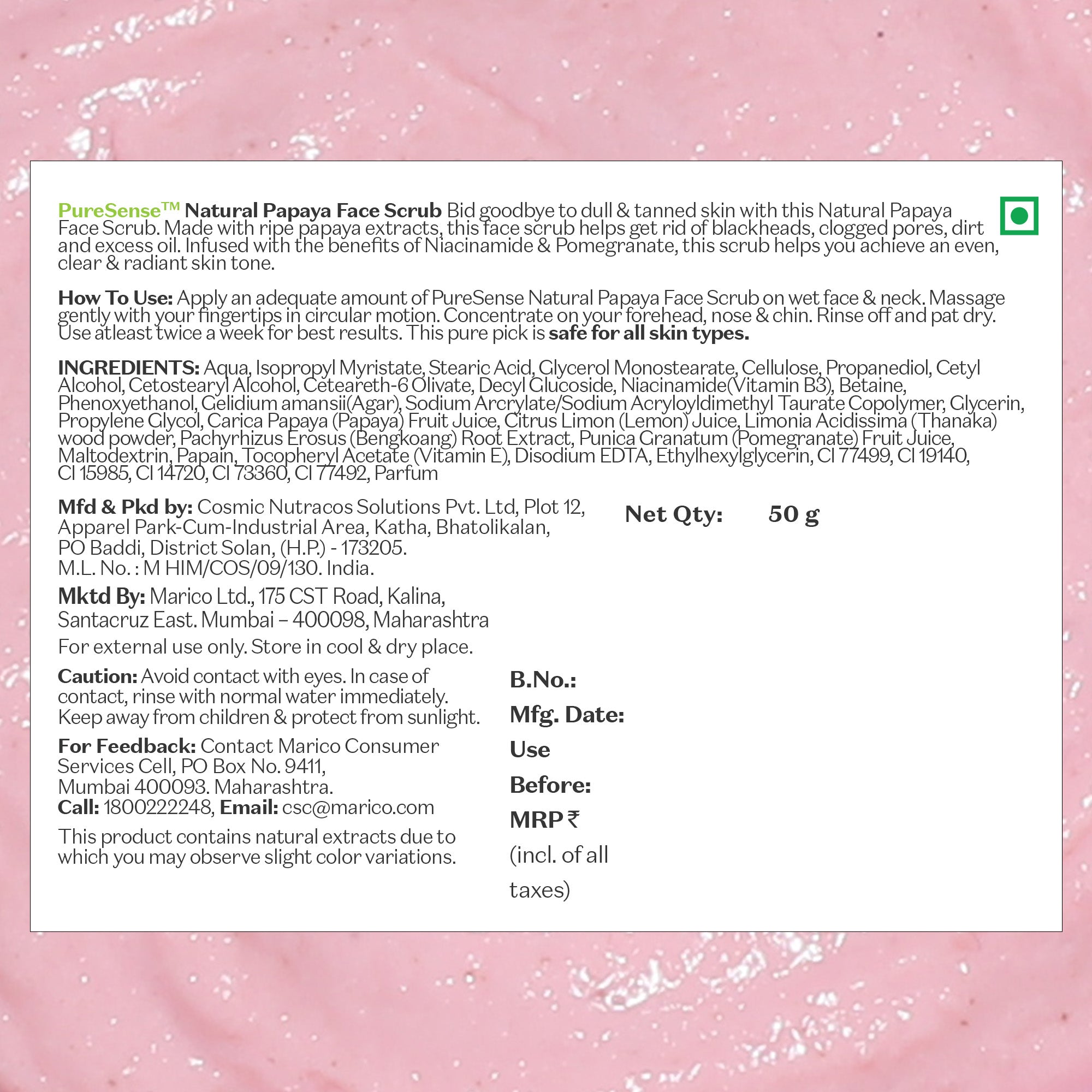 Puresense Pink Guava Face Scrub - 50 gms