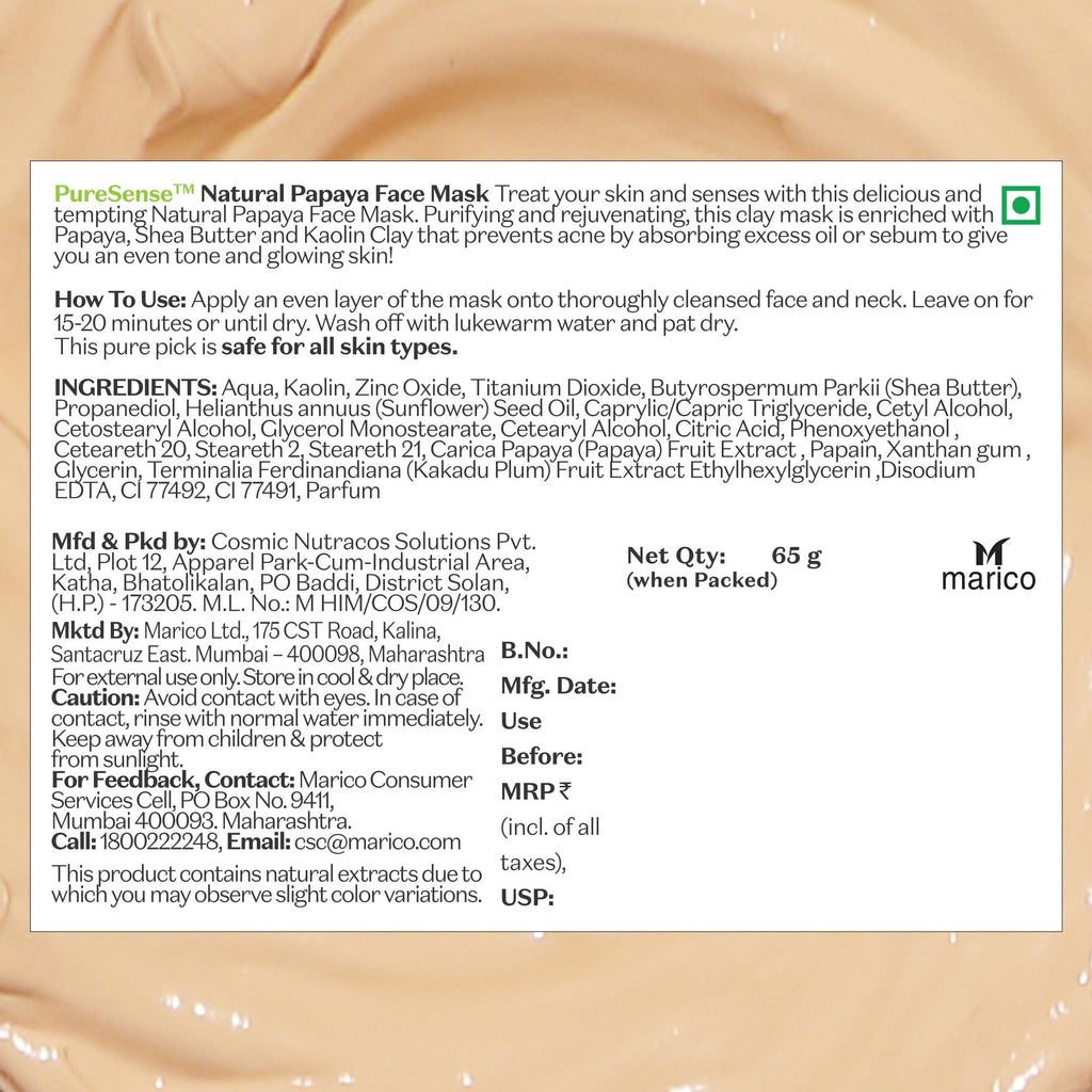 Puresense Natural Papaya Face Mask - 65 gms