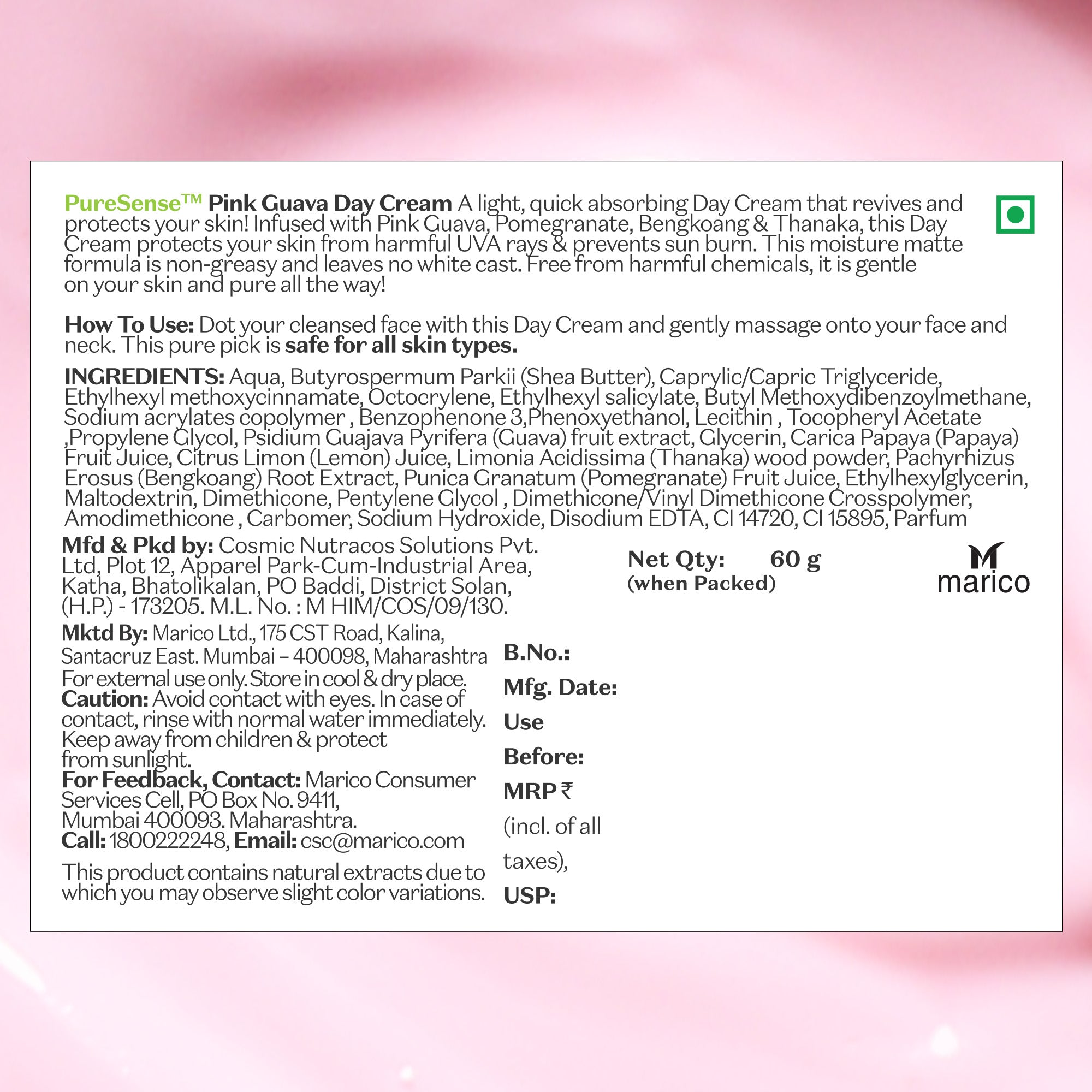 Puresense Pink Guava Day Cream - 60 gms