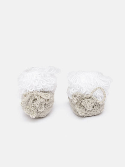 Chutput Kids Woollen Hand Knitted Animal Detailed Booties - Grey