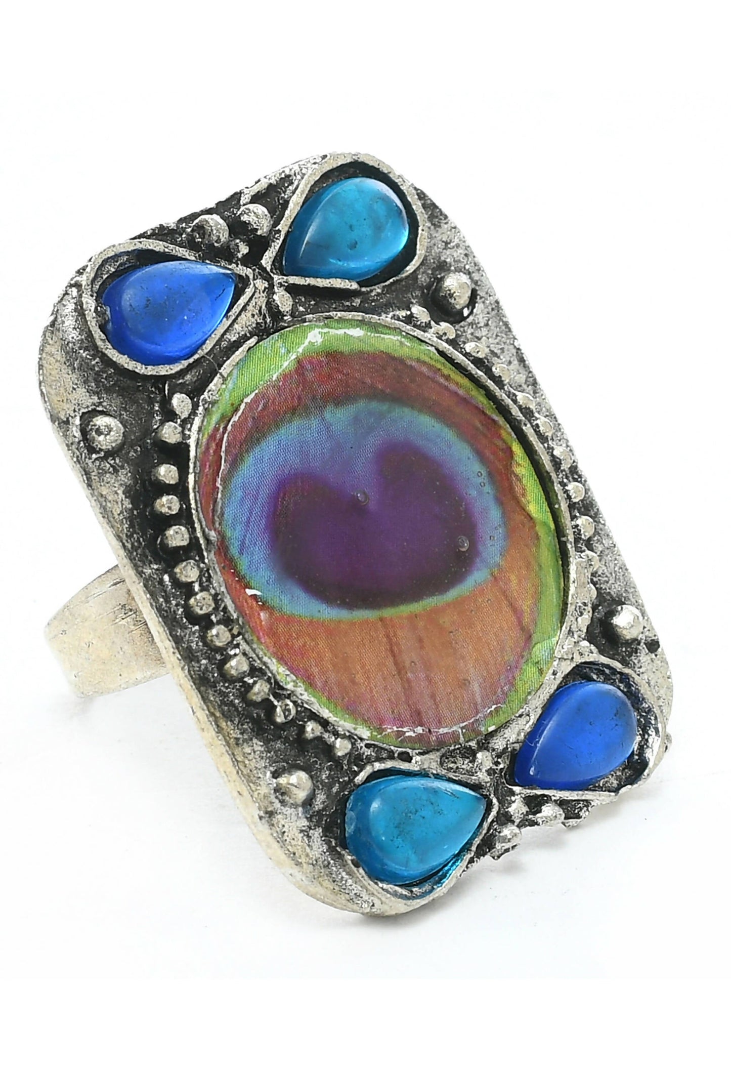 Mominos Fashion Johar Kamal Oxidised Silver-Plated Brass Finish Peacock Wings Choker For Women