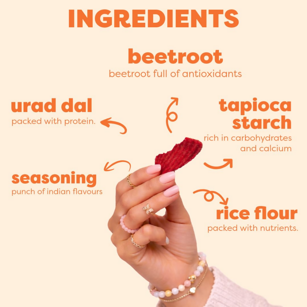 Nocap foods Zero Guilt Healthy Chips - Beetroot Masala