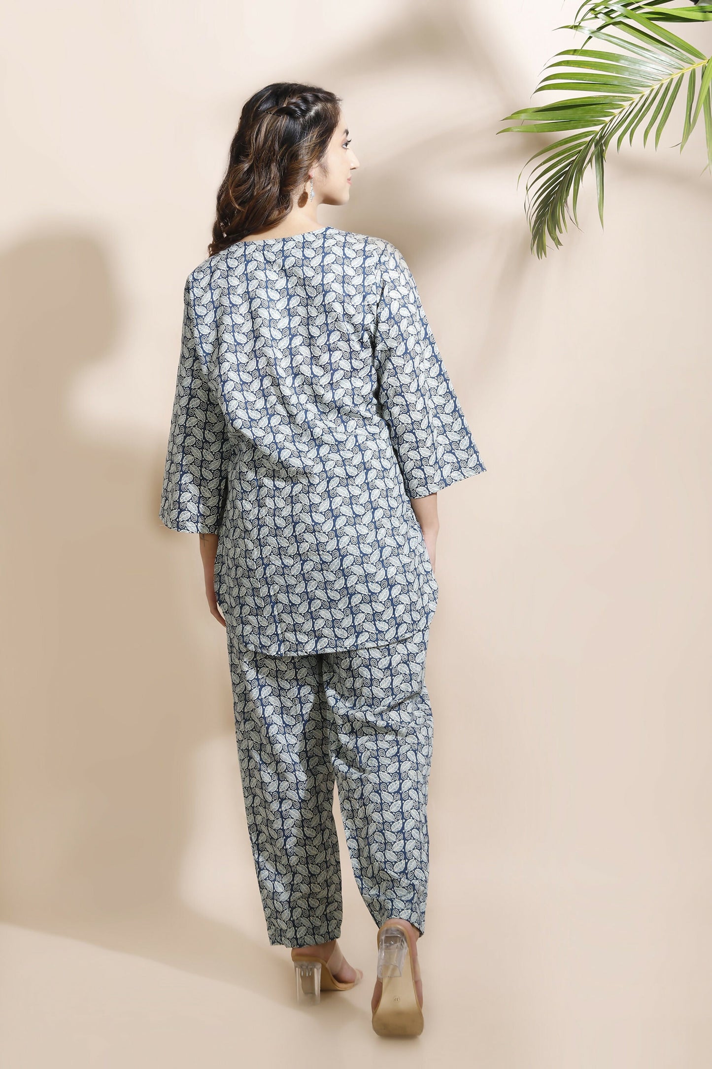 Breathables Abstract Cotton Co-Ord Set – Blue
