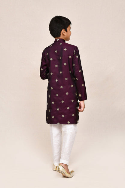 Joban Fashion Satin Silk Magenta Kurta With Straight Fit Pant