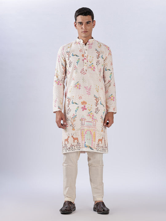 Anouk Men Floral Embroidered Cotton Kurta