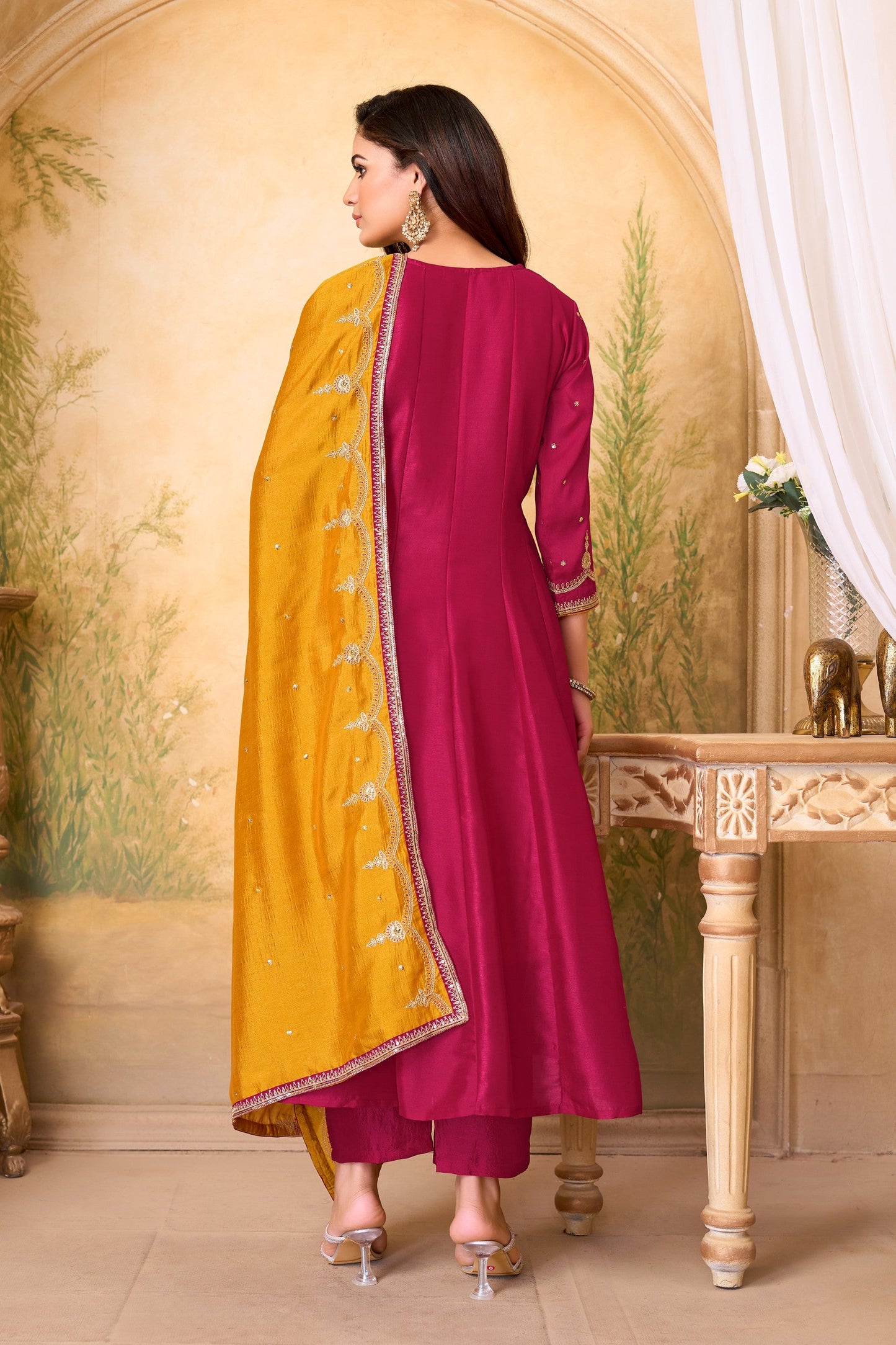 Anaita Pink Anarkali Readymade Suit with Embroidery Work