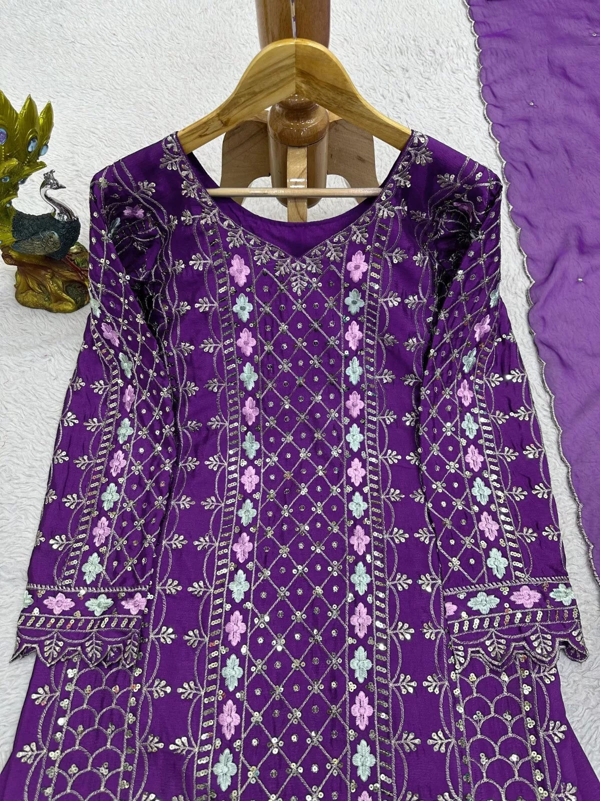 Chinon Silk & Sequence Work Salwar Kameez Dupatta