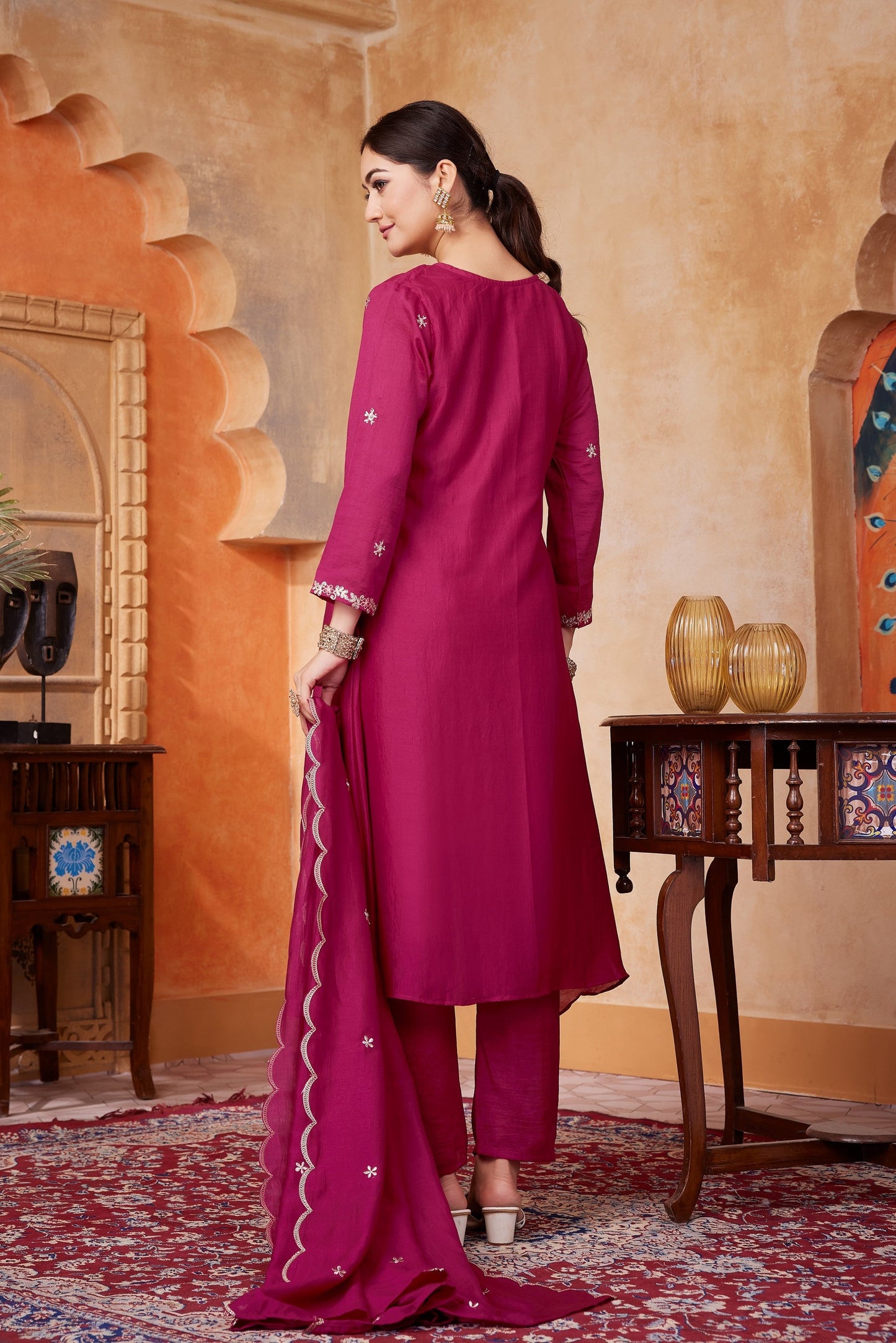 Anaita Pink Anarkali Readymade Suit with Embroidery Work