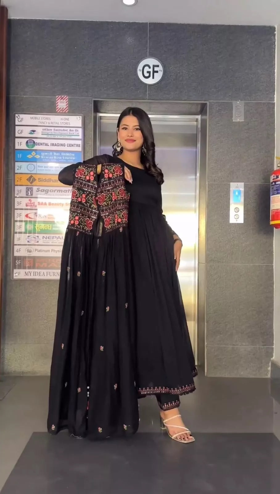 Faux Georgette Bollywood Full Stitched Kurti Shrug & Pant Dupatta
