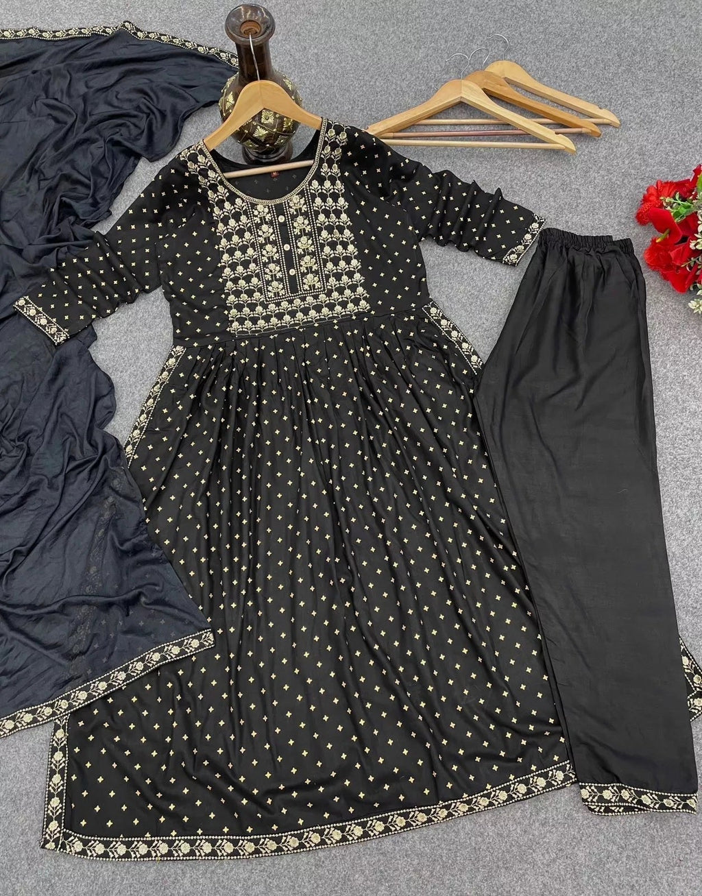 Chinon With Embroidery Work  Salvar Kameez With Dupatta