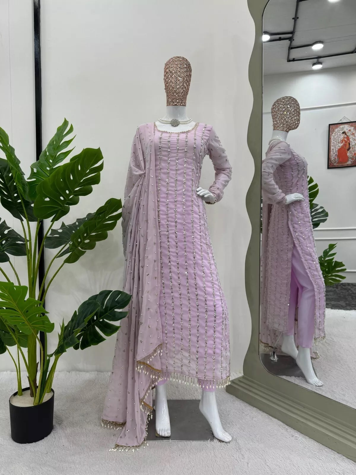 Full Stitched Faux Georgette Top Pant & Dupatta