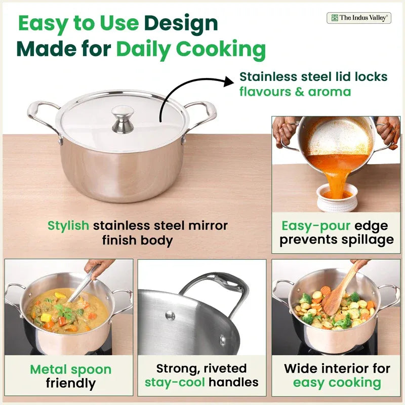 The Indus Valley Triply Premium Stainless Steel Casserole Biryani Pot