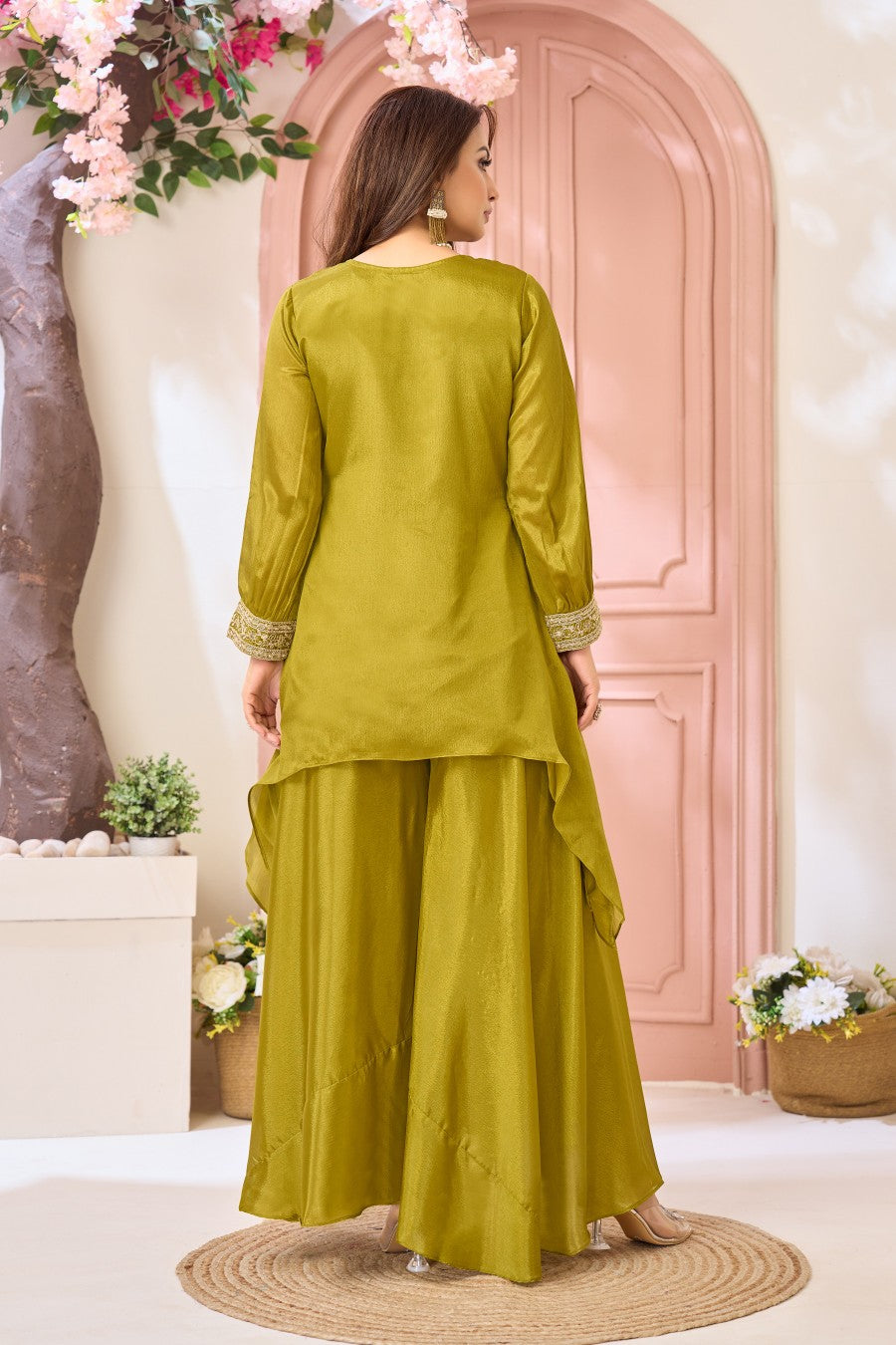 Anaita Parrot Readymade Suit with Coding Work