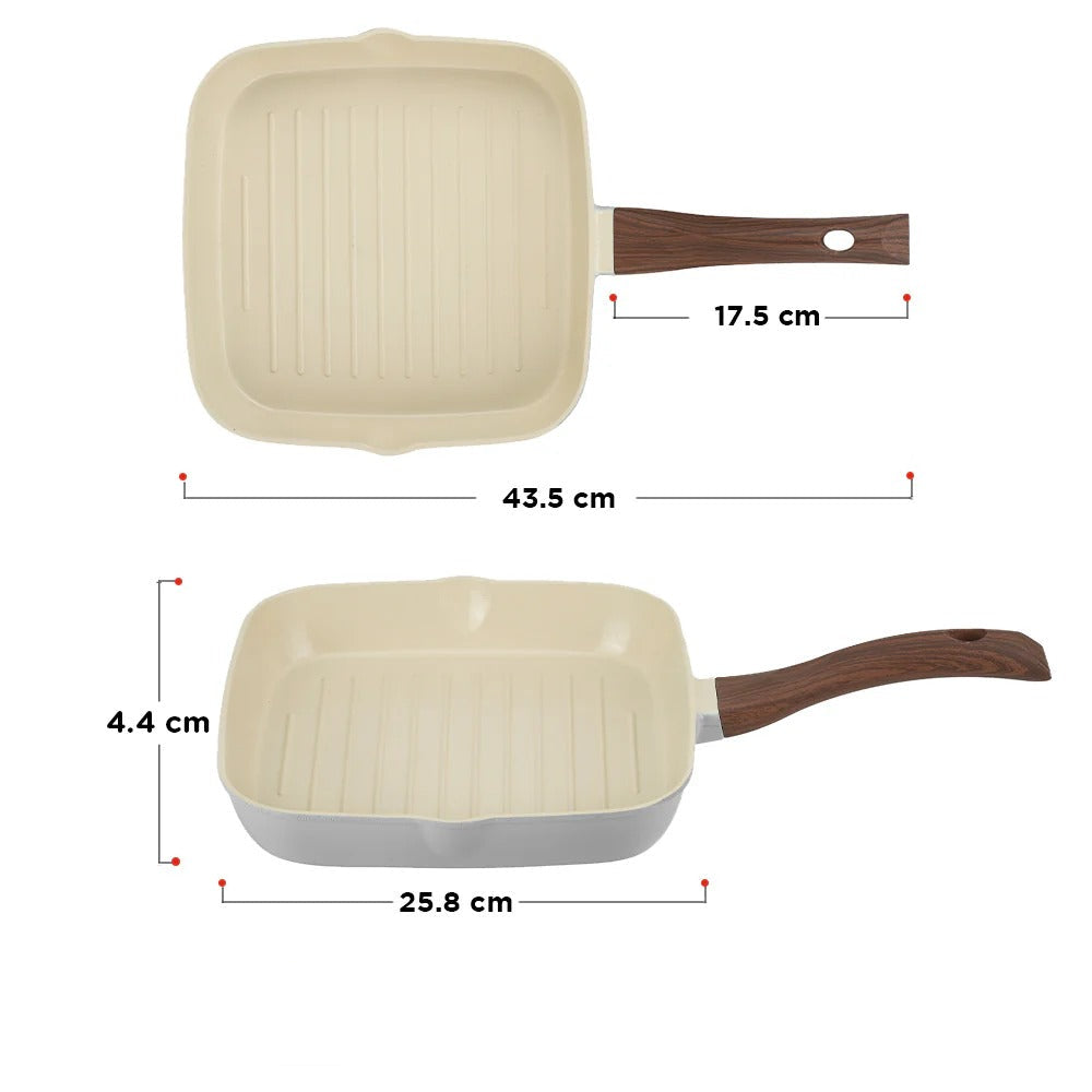 Vinod CeraVit Square Grill Pan Ceramic Non-Stick Induction Friendly