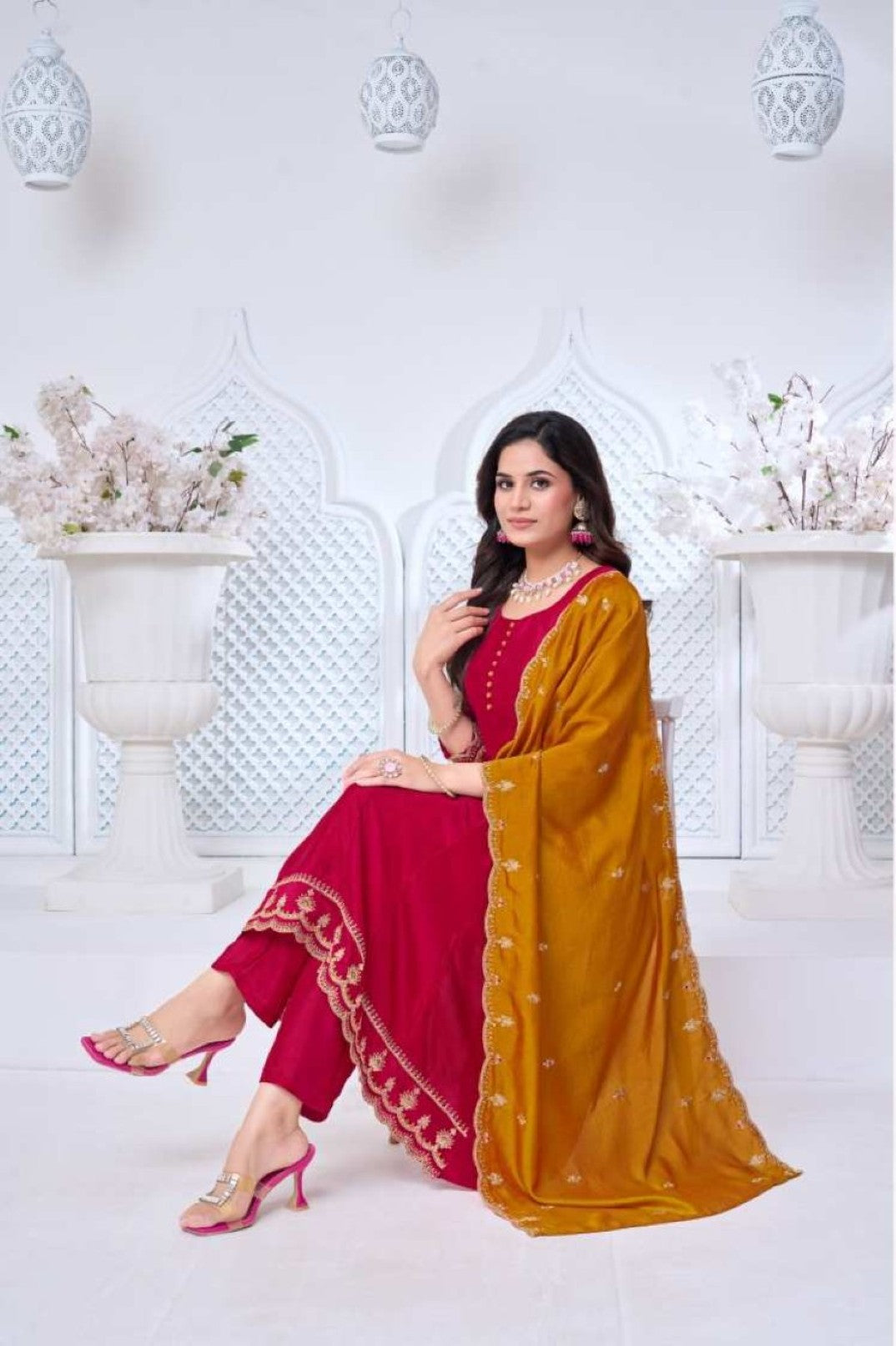 Anaita Pink Anarkali Readymade Suit with Embroidery Work