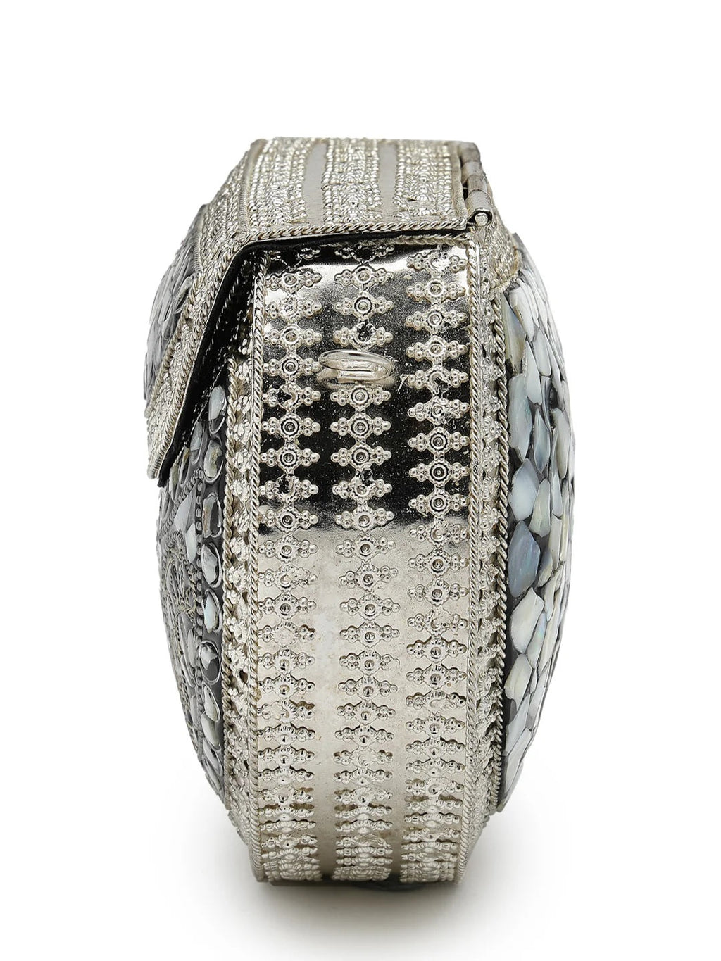 Mosaic Embellished Metal Clutch