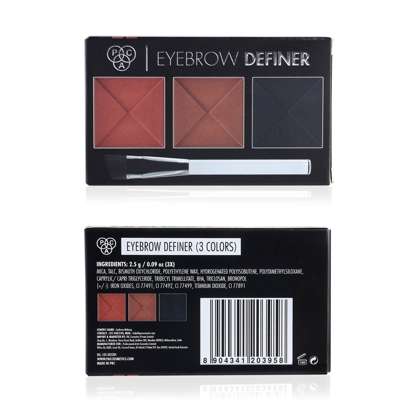 PAC Studio Eyebrow Definer Palette 3 colors - Fill, Sculpt & Define Natural Looking Brows