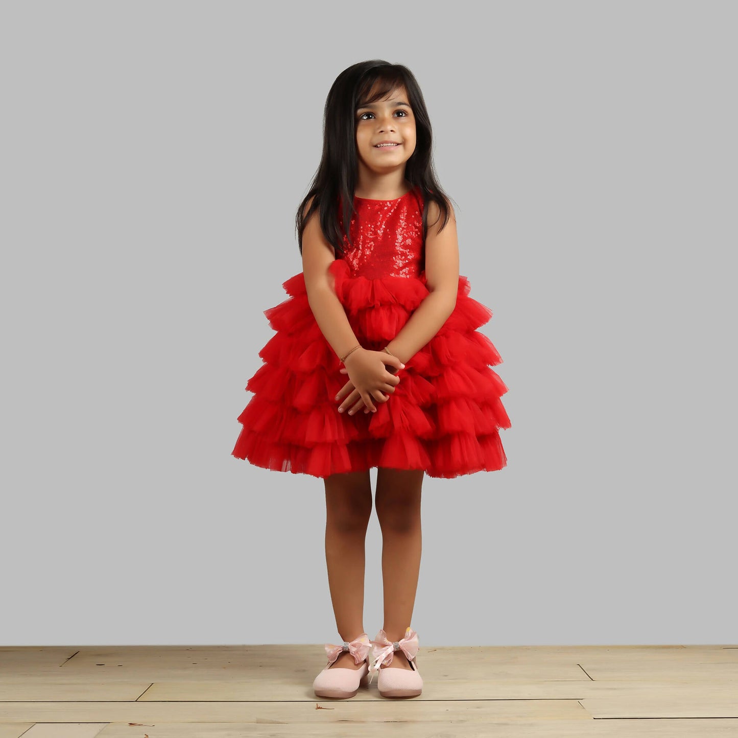 Pink Cow Fashions Red Dress With Frill Bottoms
