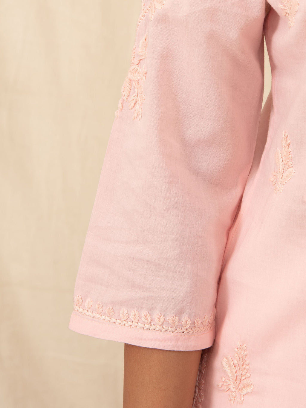 Likha Peach Chikankari Kurta Pant Dupatta(Set of 3) LIKSKD30 (Set of 3) - 2XL