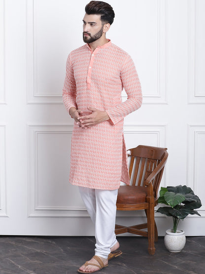 Sojanya Floral Embroidered Regular Thread Work Pure Cotton Kurta with Churidar
