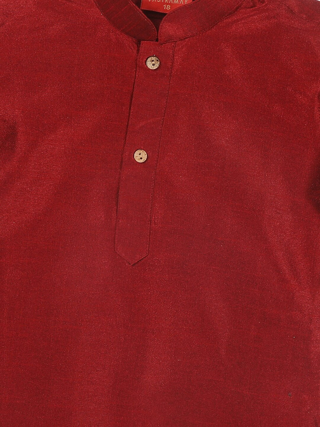 Vastramay Sishu Boys Maroon & Gold-Toned Kurta With Dhoti Pants