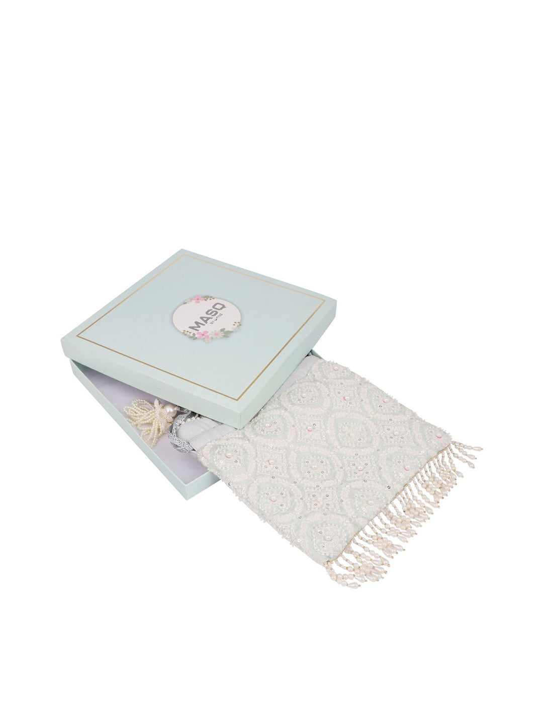 Masq Beige & Pink Embroidered Potli Clutch