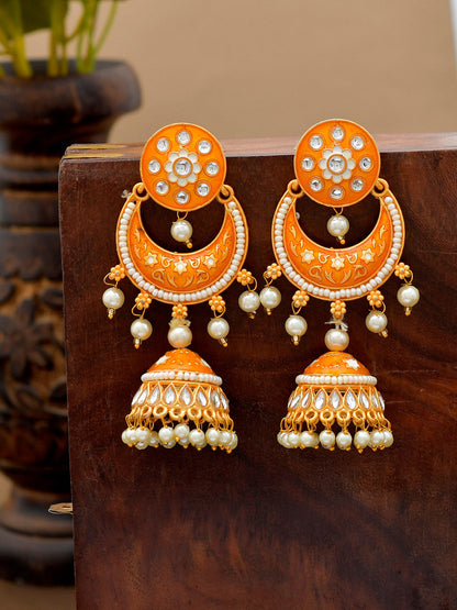 Shoshaa Orange Dome Shaped Jhumkas Earrings