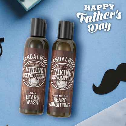 Viking Revolution Sandalwood Beard Wash and Beard Conditioner Combo