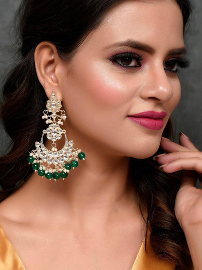 Shoshaa Green Contemporary Chandbalis Earrings