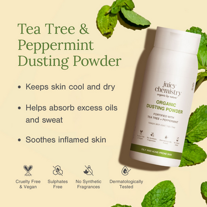 Juicy Chemistry Organic Dusting Powder Fortified With Tea Tree & Peppermint