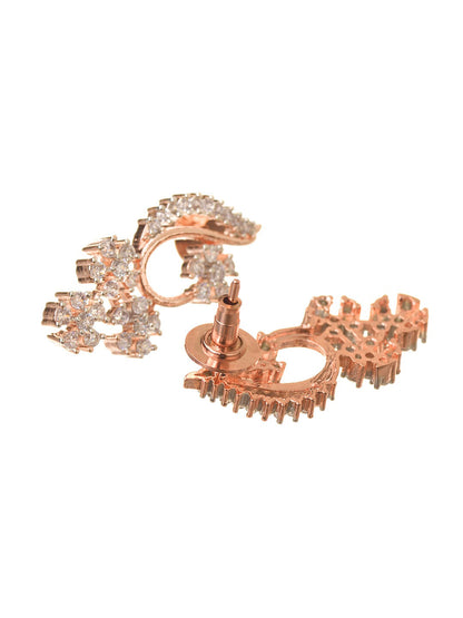 Saraf RS Jewellery Rose Gold-Polished White AD-Studded Jewellery Set
