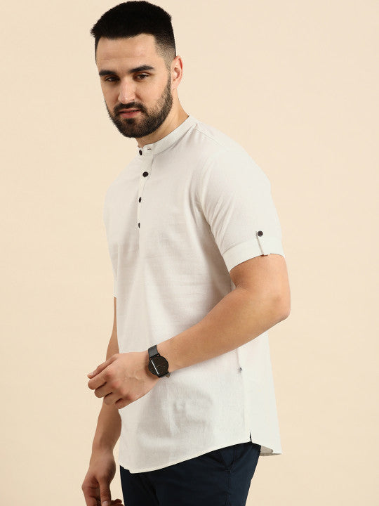 Anouk Men Solid Mandarin Collar Short Kurta