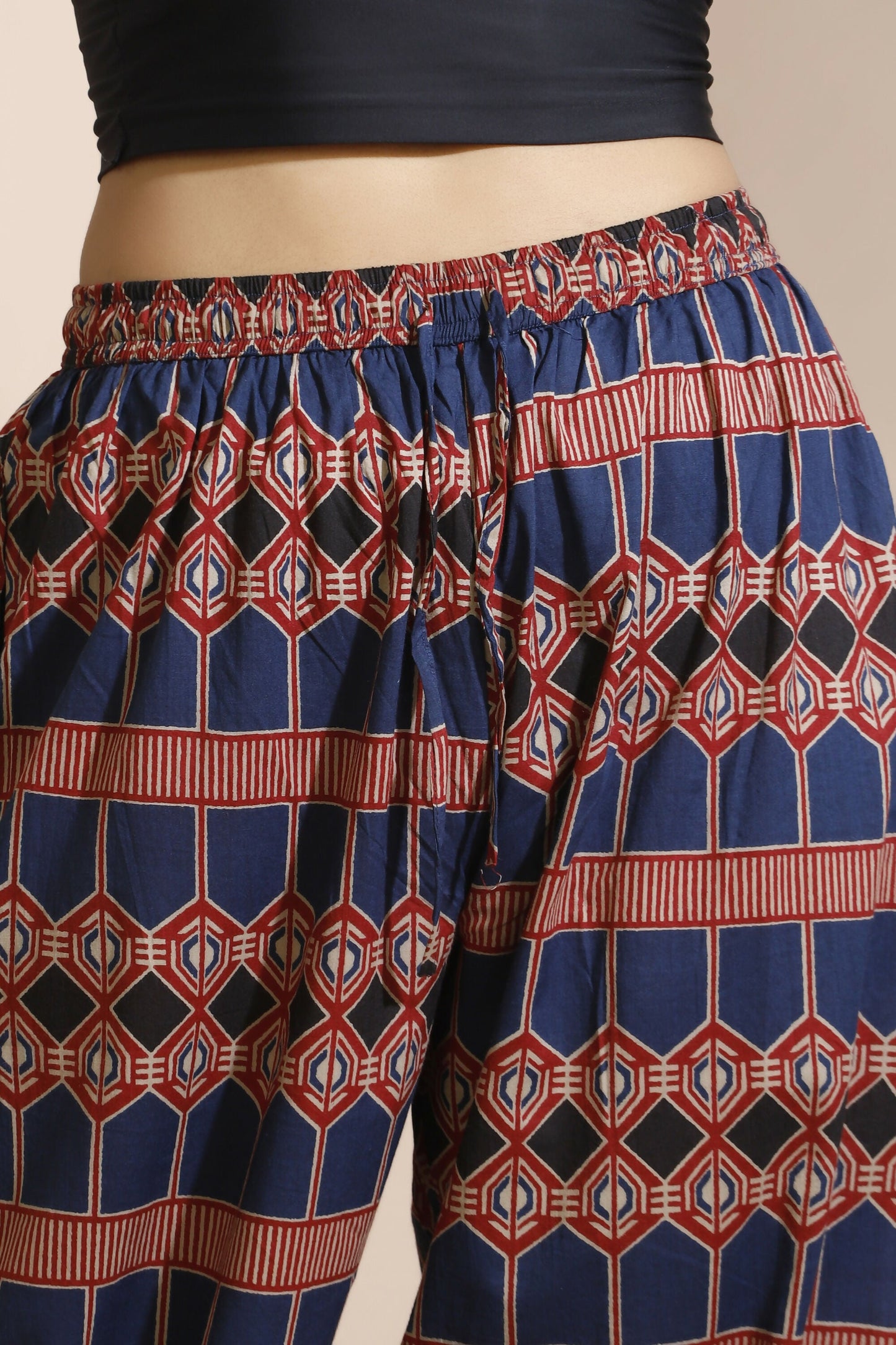 Breathables Women'S Blue Cotton Abstract Print Loungewear Co-Ord Set – Long Kurta & Pants