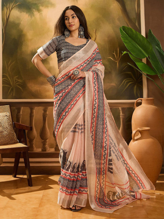 Sangria Ethnic Motifs Printed Banarasi Saree