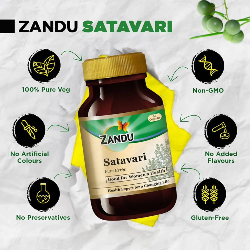 Zandu Satavari Pure Herbs Capsules - 60 Caps