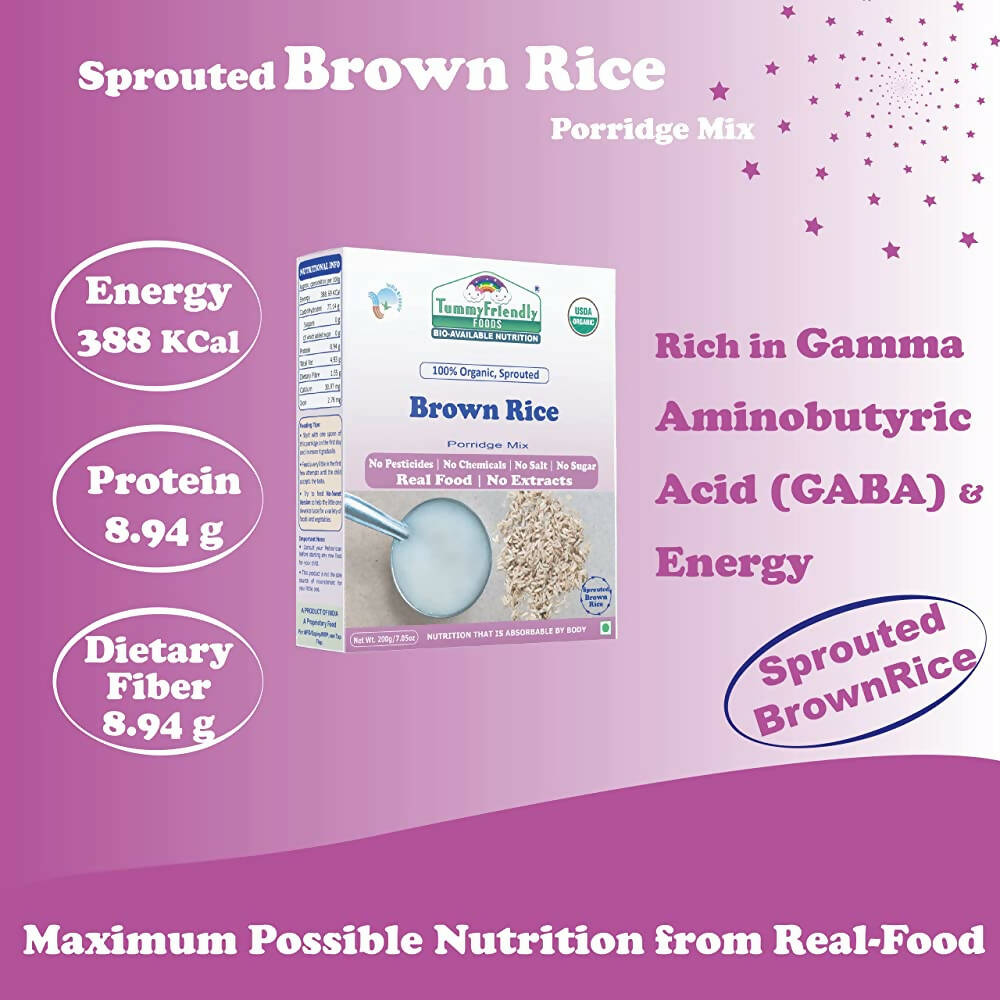 TummyFriendly Foods Organic Sprouted Brown Rice Porridge Mix Organic Baby Food for 6 Months Old