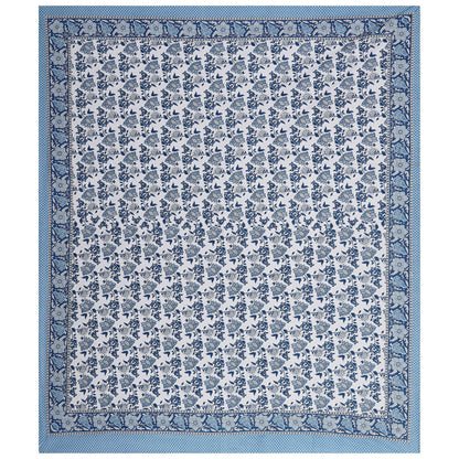 Rudra Bazaar Blue 210 TC Cotton Double King Bedsheet With 2 Pillow Covers