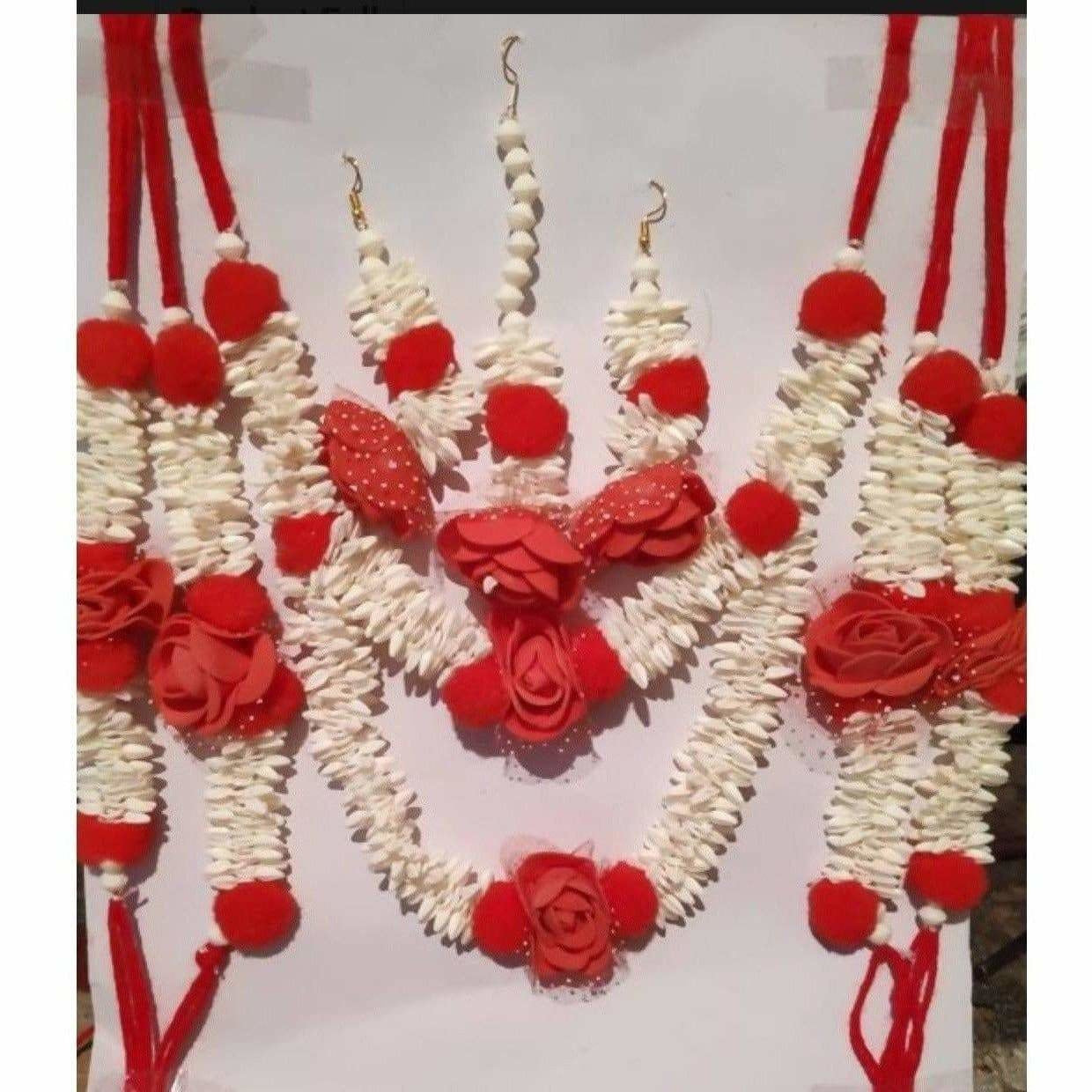 MS Fashion India Muskan Red Flower Party Wear Jewelry Set